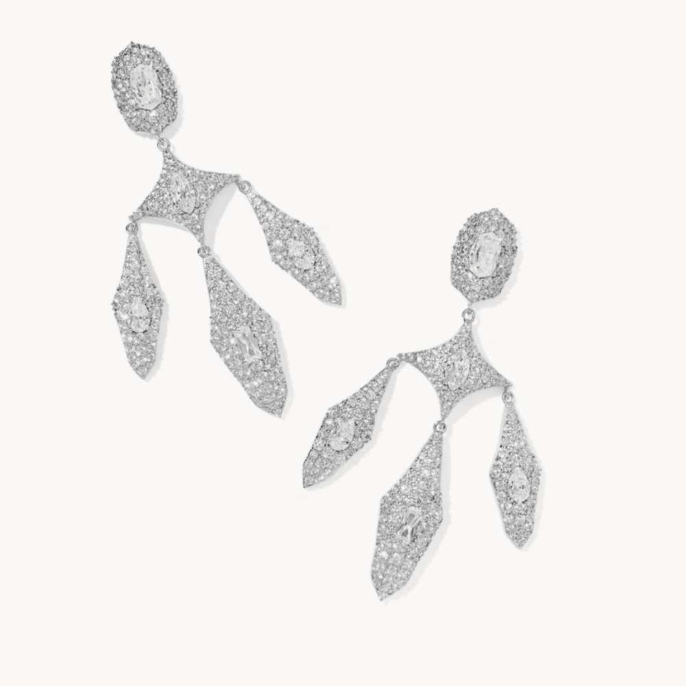 Kendra Scott Bella Silver Statement Earrings in White CZ